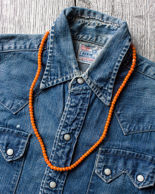 African White Heart Trade Beads Necklace Orange