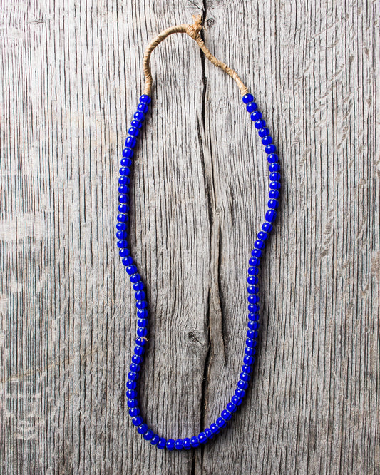 African White Heart Trade Beads Necklace Blue