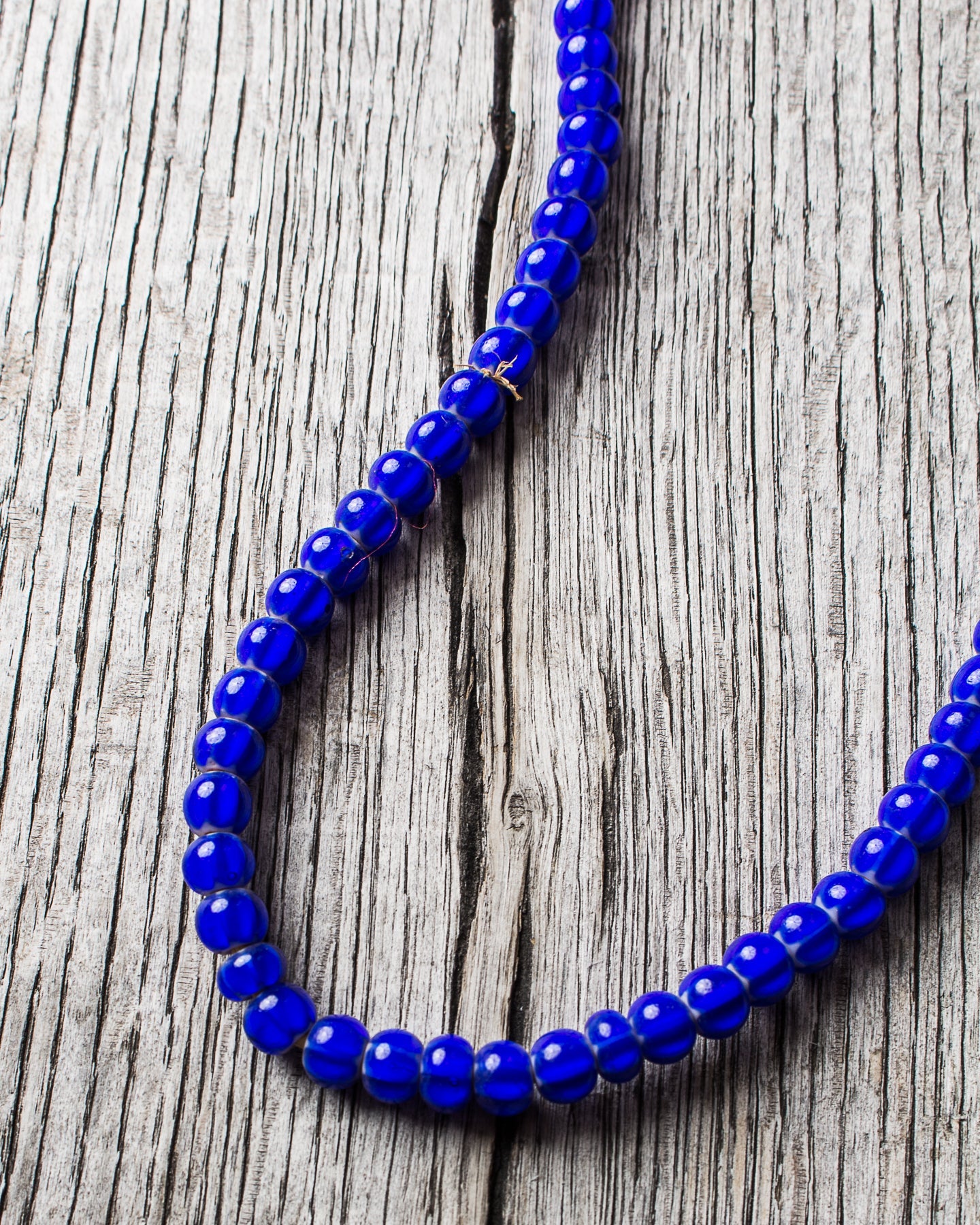 African White Heart Trade Beads Necklace Blue