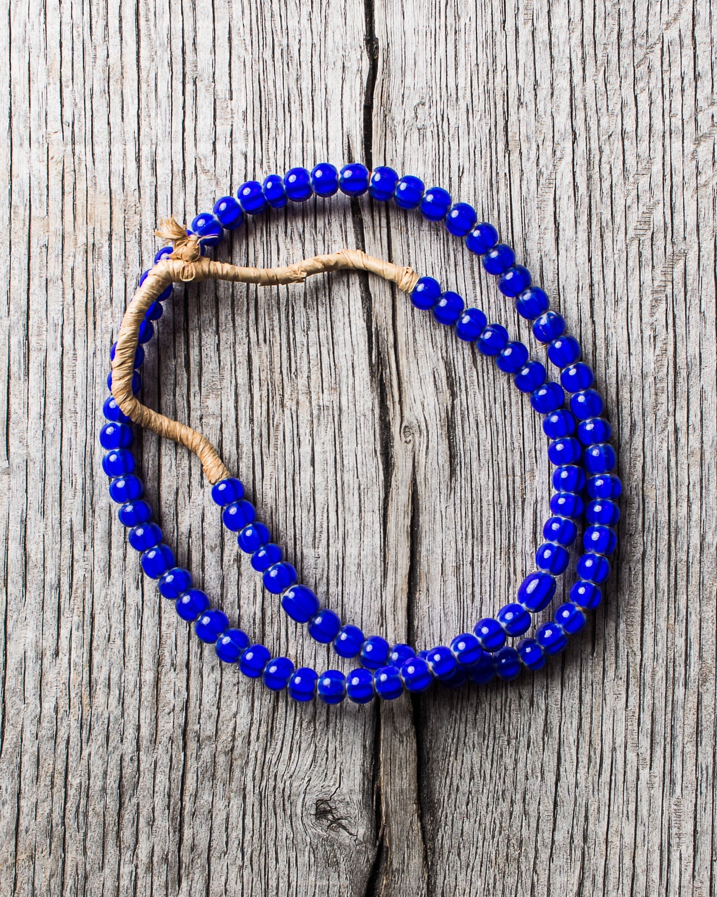 African White Heart Trade Beads Necklace Blue