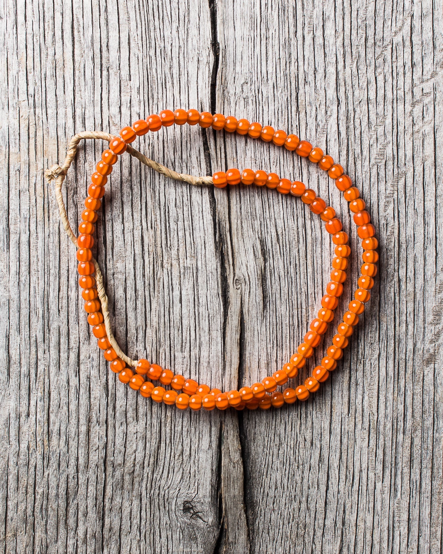 African White Heart Trade Beads Necklace Orange