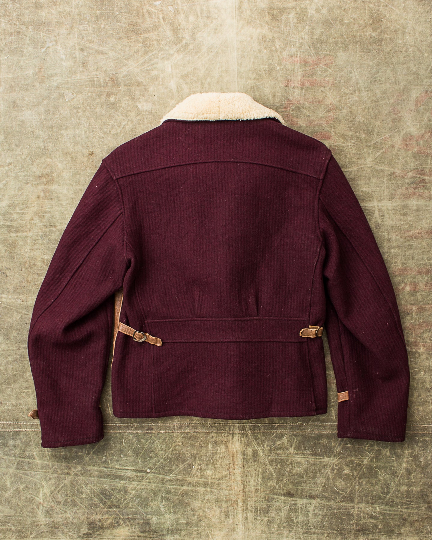 Vintage 1940's Black Bros Sportswear Leather & Wool Half Belt Jacket