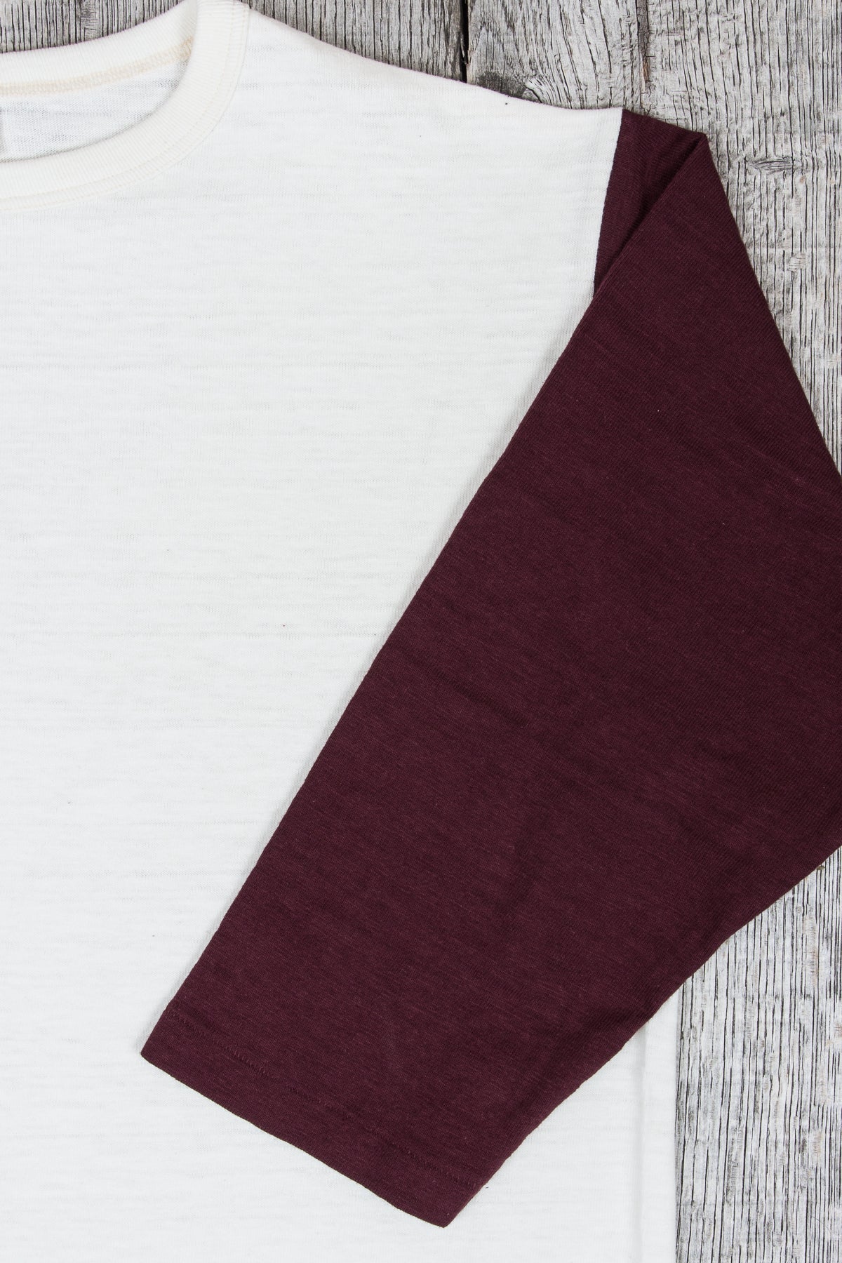 Warehouse & Co Three-Quarter Sleeve Baseball Shirt Cream/Bordeaux