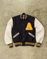 Vintage Made In USA Whiting Leather Sleeves Varsity Jacket Size 46