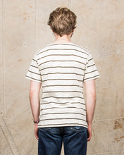 Warehouse & Co. Lot 4087 Short Sleeved Stripe T-shirt Off White / Green