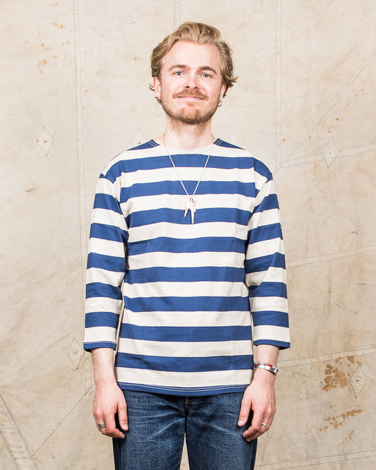 Warehouse & Co. Lot 4051 Three Quarter Shirt Blue / Oatmeal