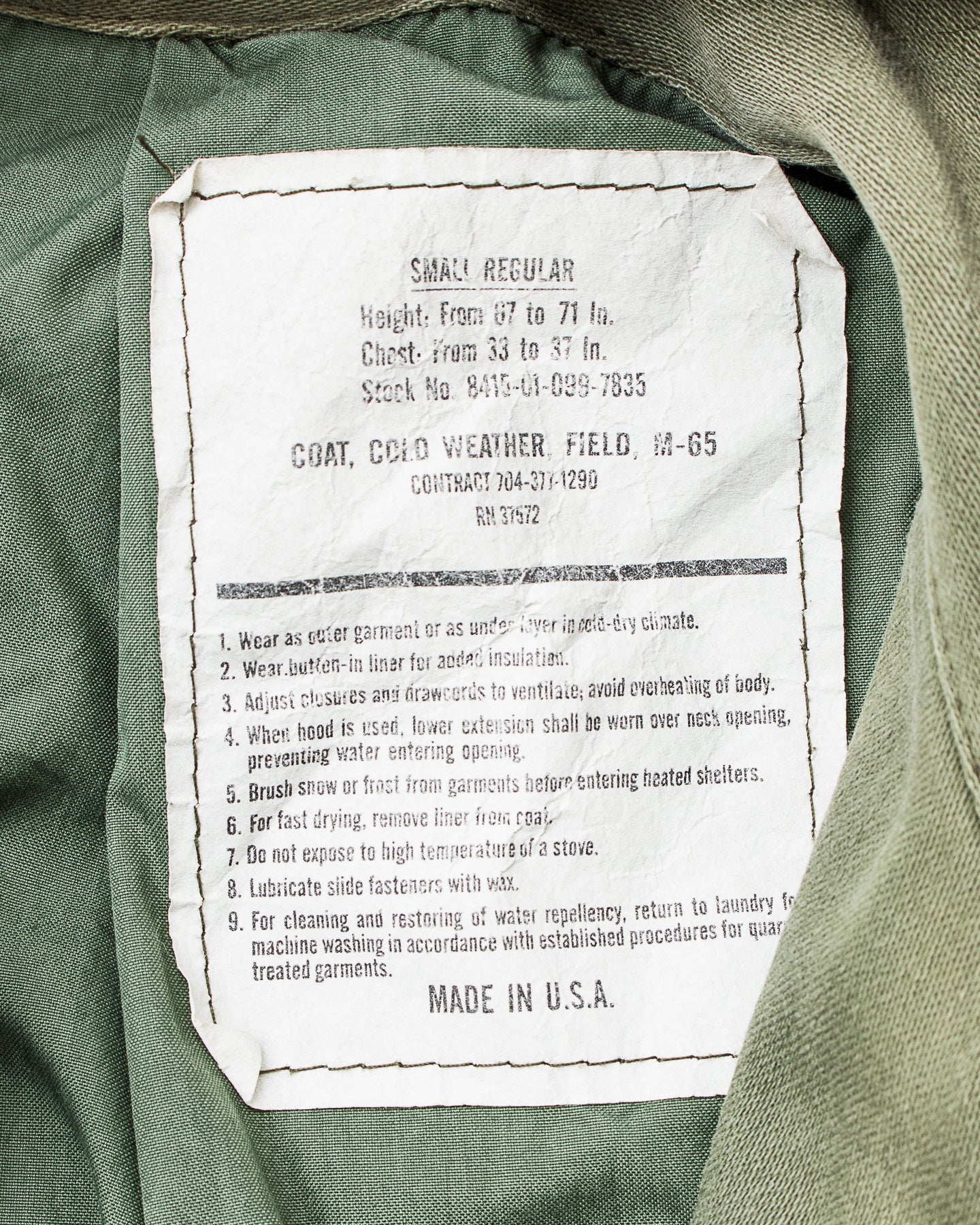 Vintage M-65 US Army Field Jacket Size Small / Regular