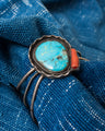 Vintage Steve Grant Navajo Artisan Turquoise & Coral Silver Bracelet
