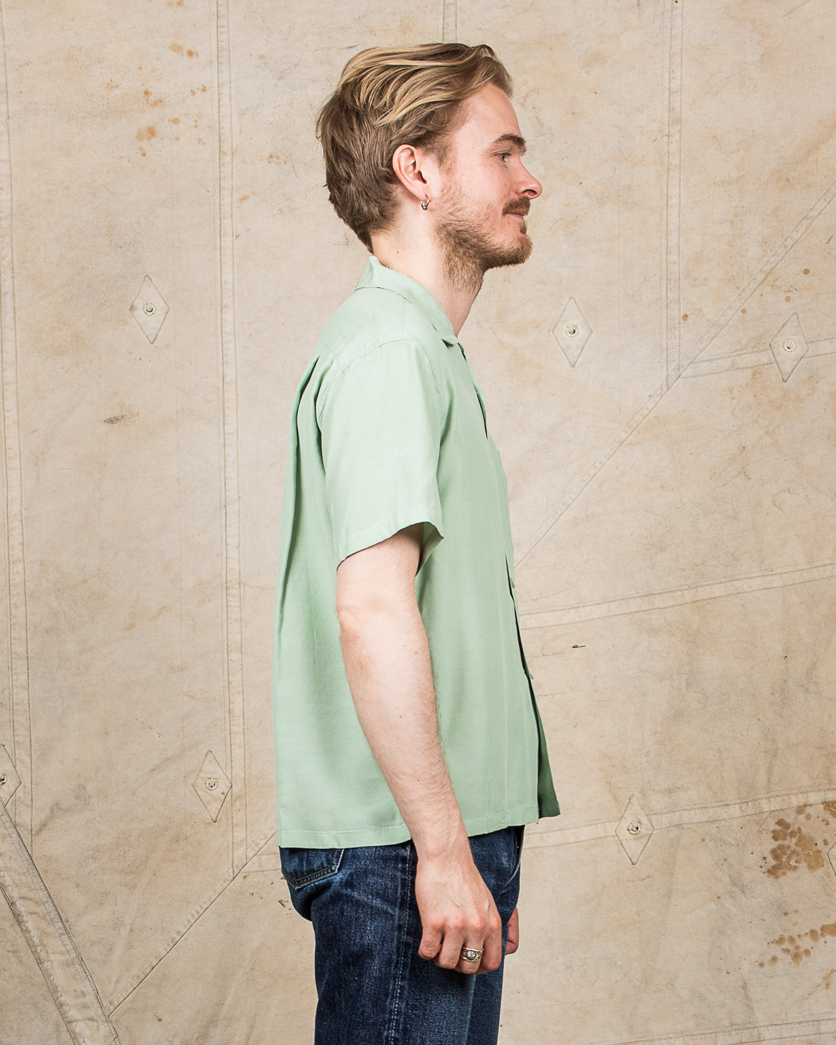 Style Eyes Rayon Bowling Shirt M.Green SE39055