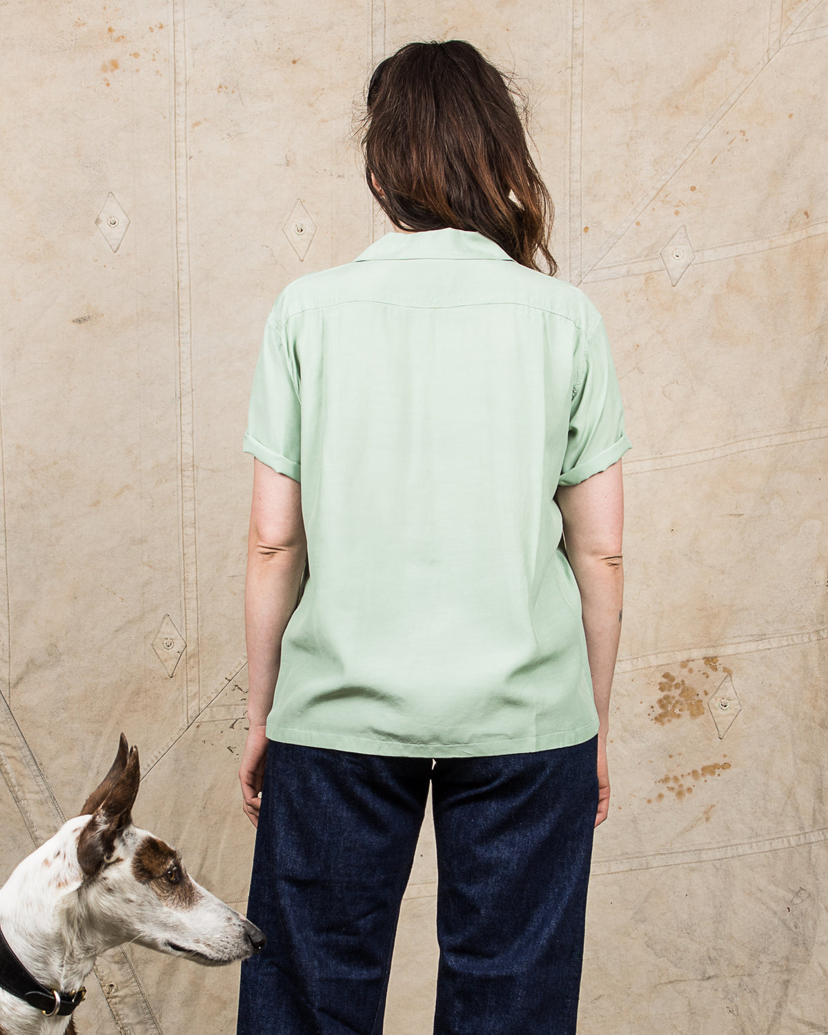 Style Eyes Rayon Bowling Shirt M.Green SE39055