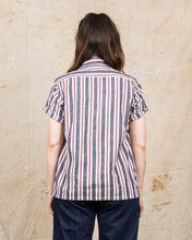 Sugar Cane & Co Short Sleeve Heart Stripe Open Shirt Navy SC39119