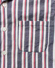 Sugar Cane & Co Short Sleeve Heart Stripe Open Shirt Navy SC39119