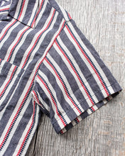 Sugar Cane & Co Short Sleeve Heart Stripe Open Shirt Navy SC39119