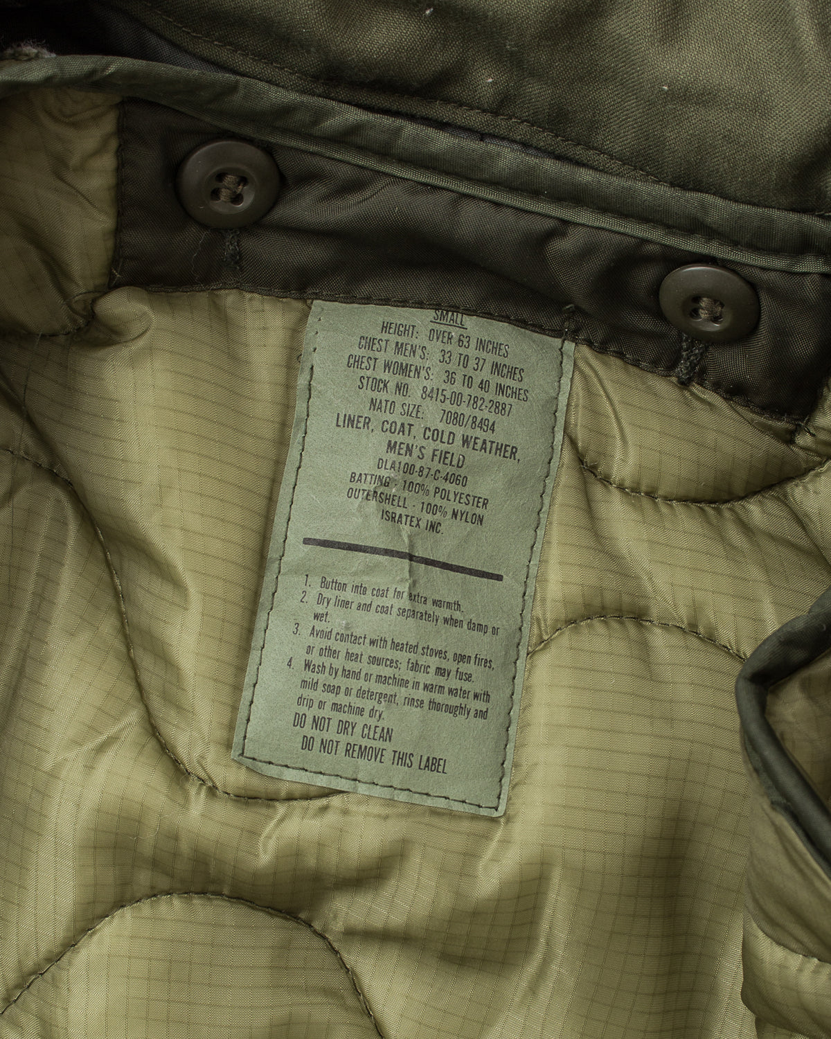 Vintage 1968 M-65 US Army Field Jacket Small Short With 1987 Liner 