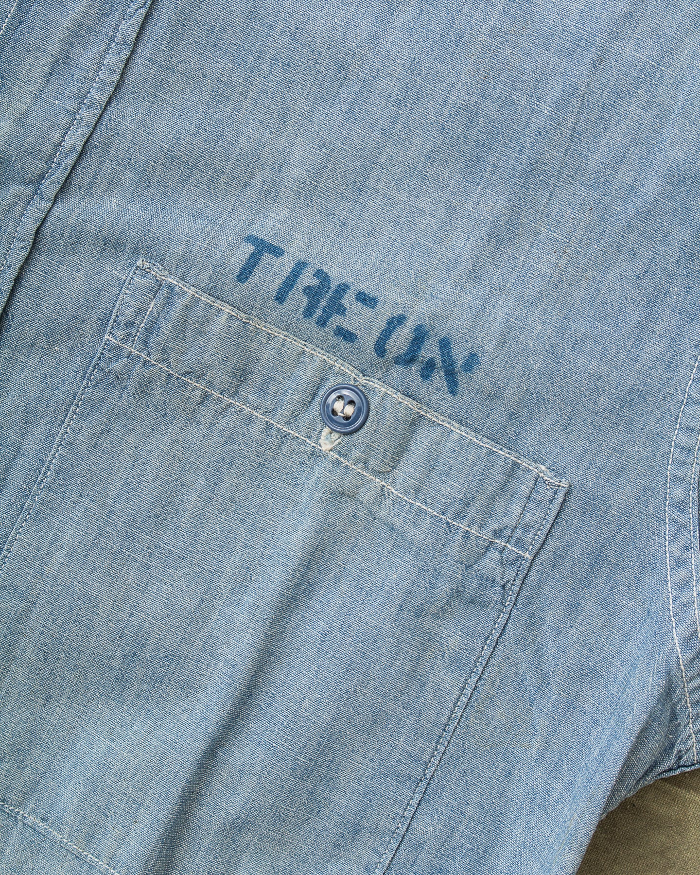 Vintage US Navy Short Sleeve Chambray Shirt With Contract Number Size 14/S