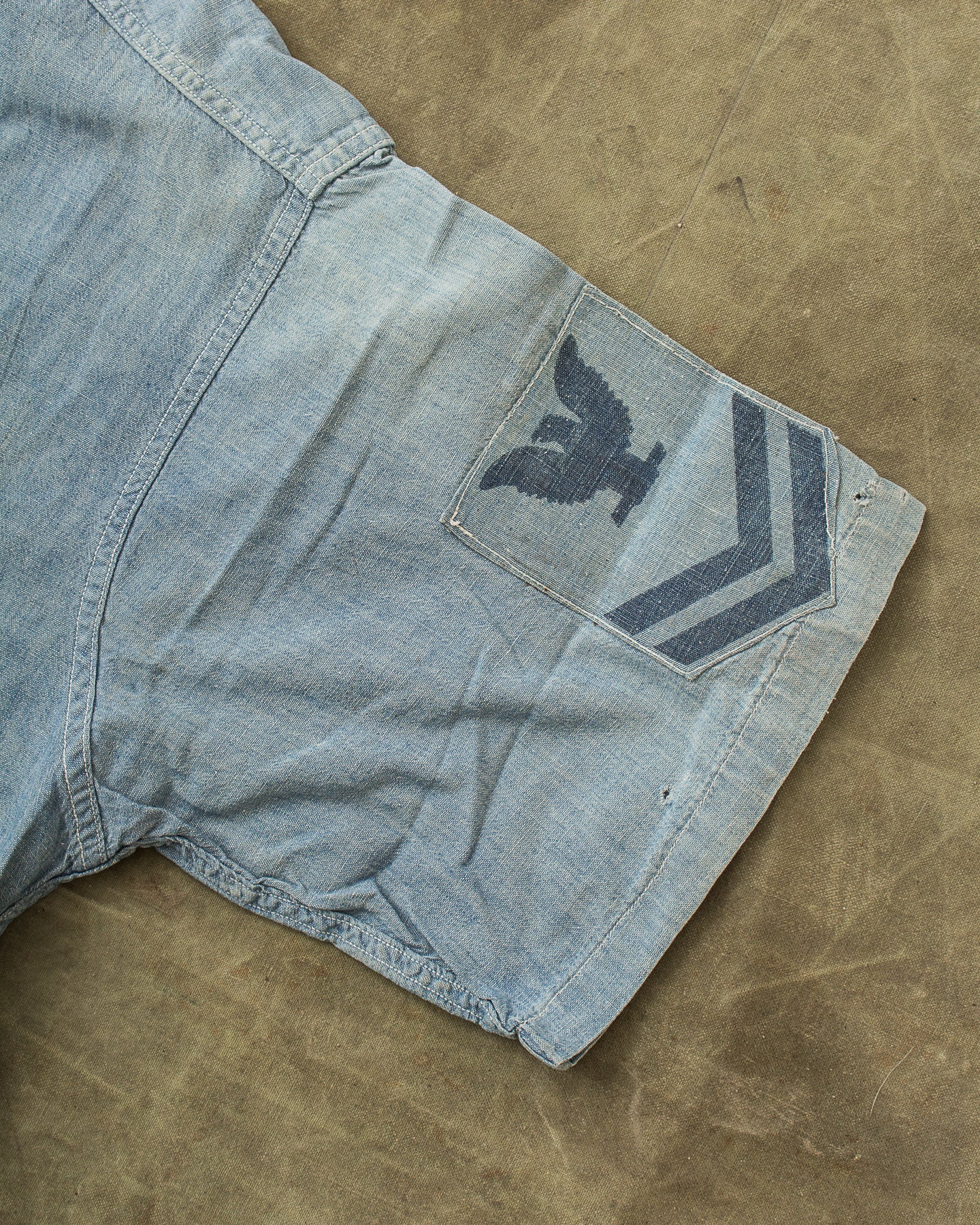 Vintage US Navy Short Sleeve Chambray Shirt With Contract Number Size 14/S