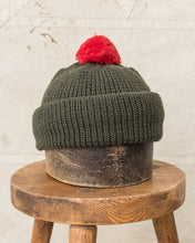 Heimat Mechanics Bobble Wool Hat Military Green / Safety Red