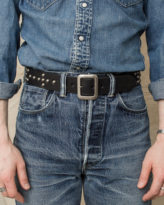 Sugar Cane & Co. Black Studded Leather Belt SC02322