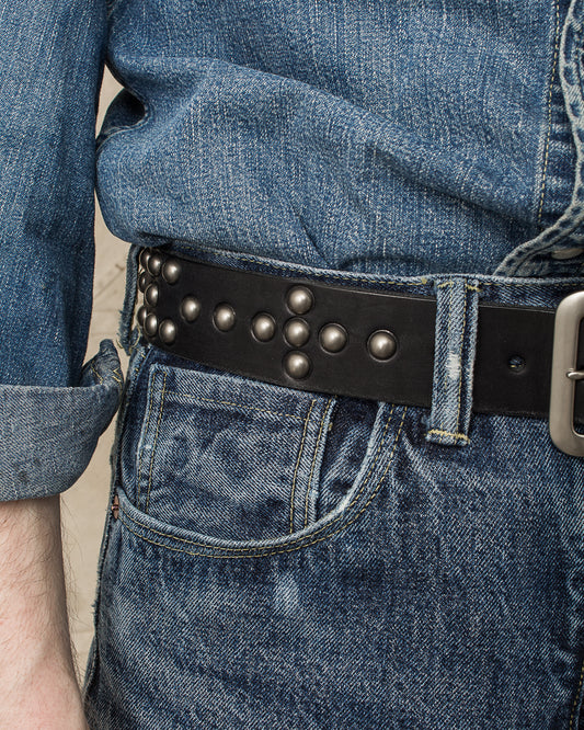 Sugar Cane & Co. Black Studded Leather Belt SC02322