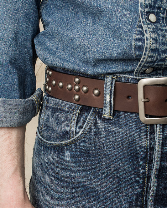 Sugar Cane & Co. Brown Studded Leather Belt SC02322