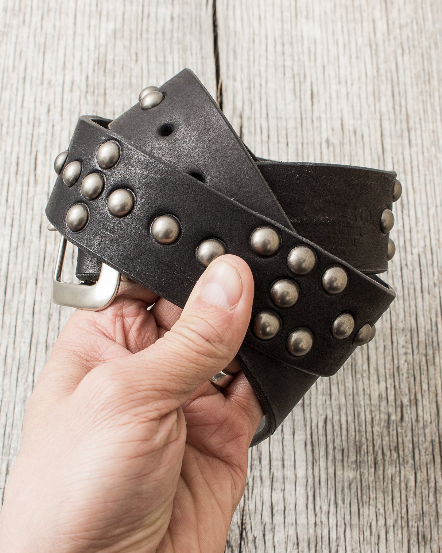 Sugar Cane & Co. Black Studded Leather Belt SC02322 – Second Sunrise
