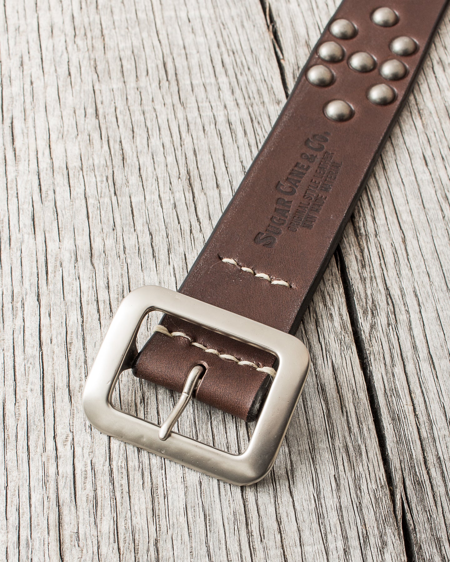 Sugar Cane & Co. Brown Studded Leather Belt SC02322 – Second Sunrise