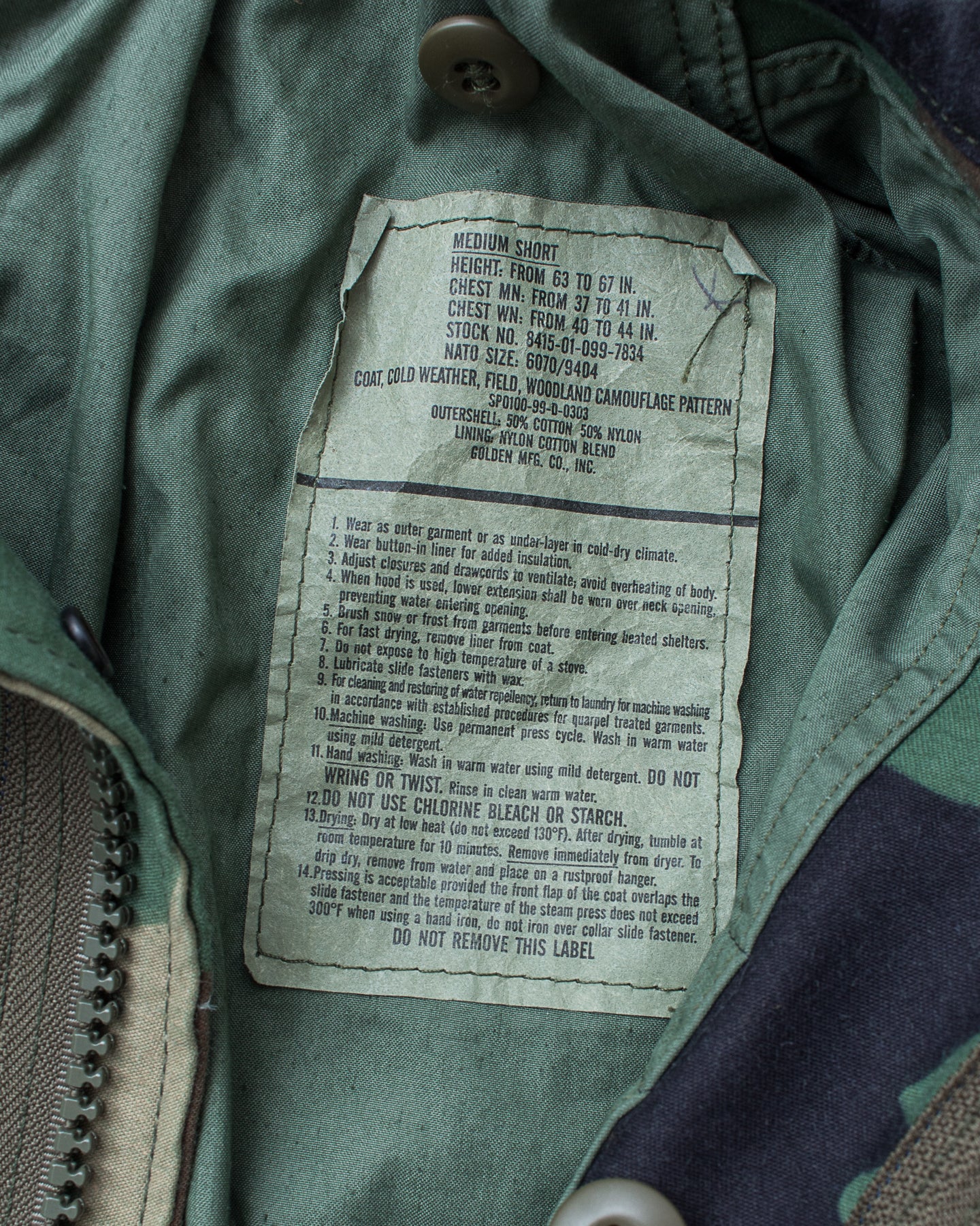 Vintage 90's M-65 Woodland Camo US Army Field Jacket Medium Short