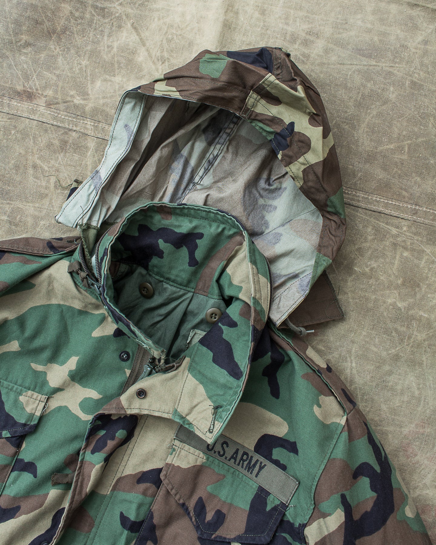 Vintage 90's M-65 Woodland Camo US Army Field Jacket Medium Short