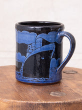 Tender Hand Thrown Coffee Mug Blue Steamers Glaze