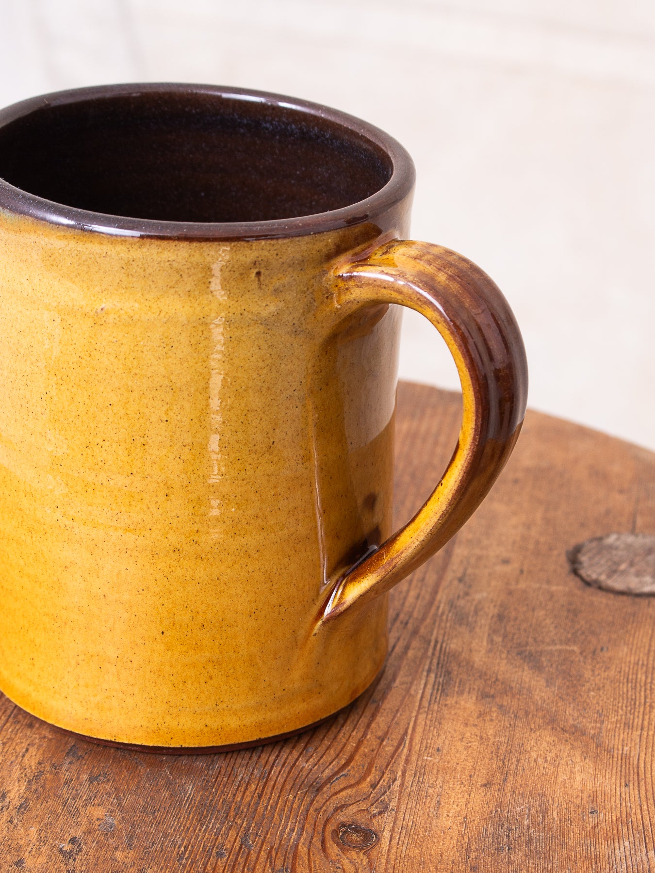 Tender Hand Thrown Coffee Mug Amber Glaze