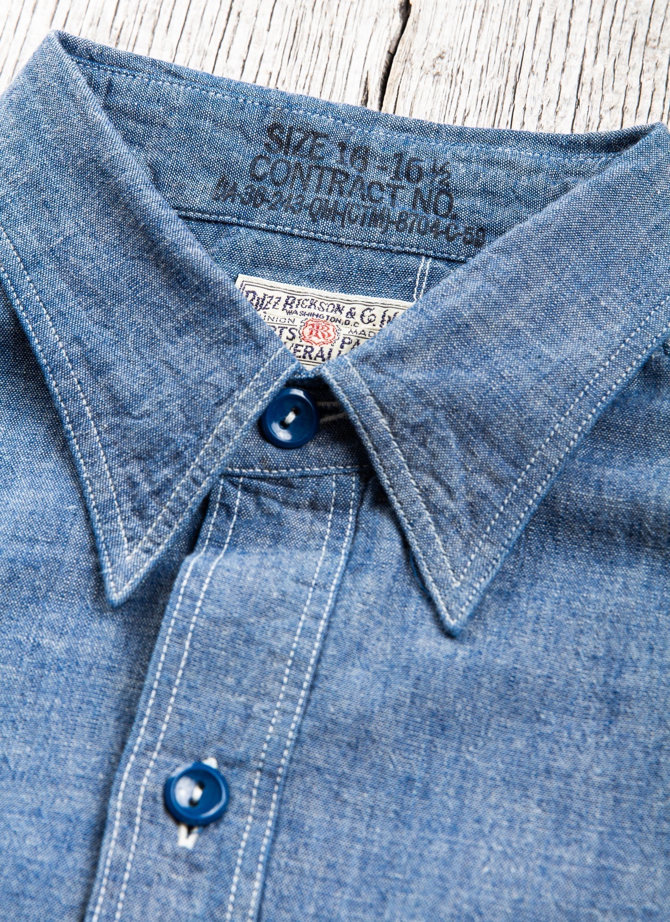 Buzz Rickson's USN Short Sleeve Chambray Shirt Blue BR35856