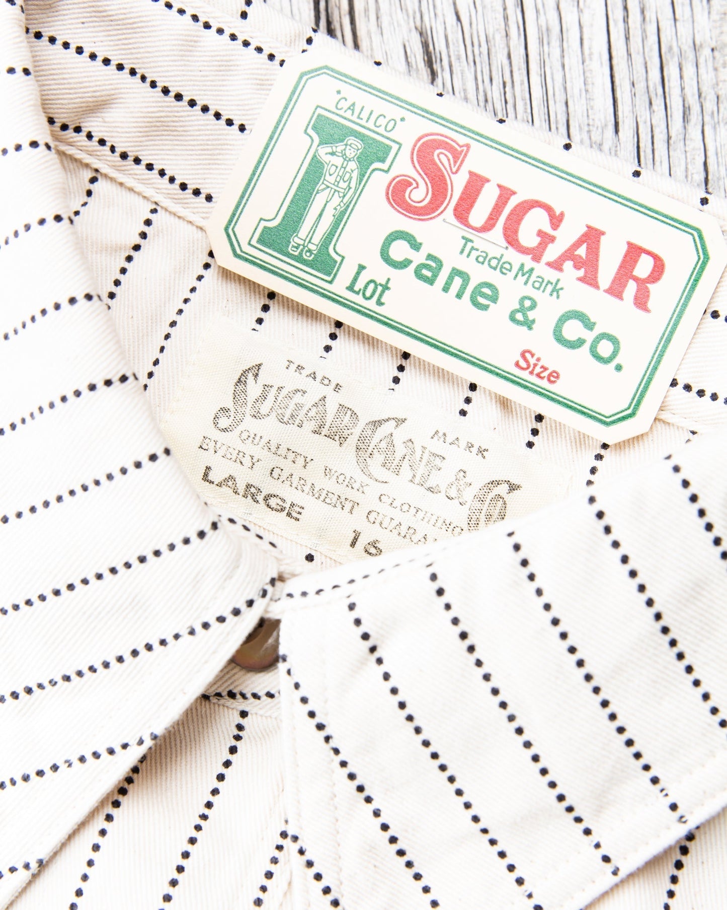Sugar Cane & Co SC37275 Fiction Romance White Wabash Stripe Short Sleeve Work Shirt