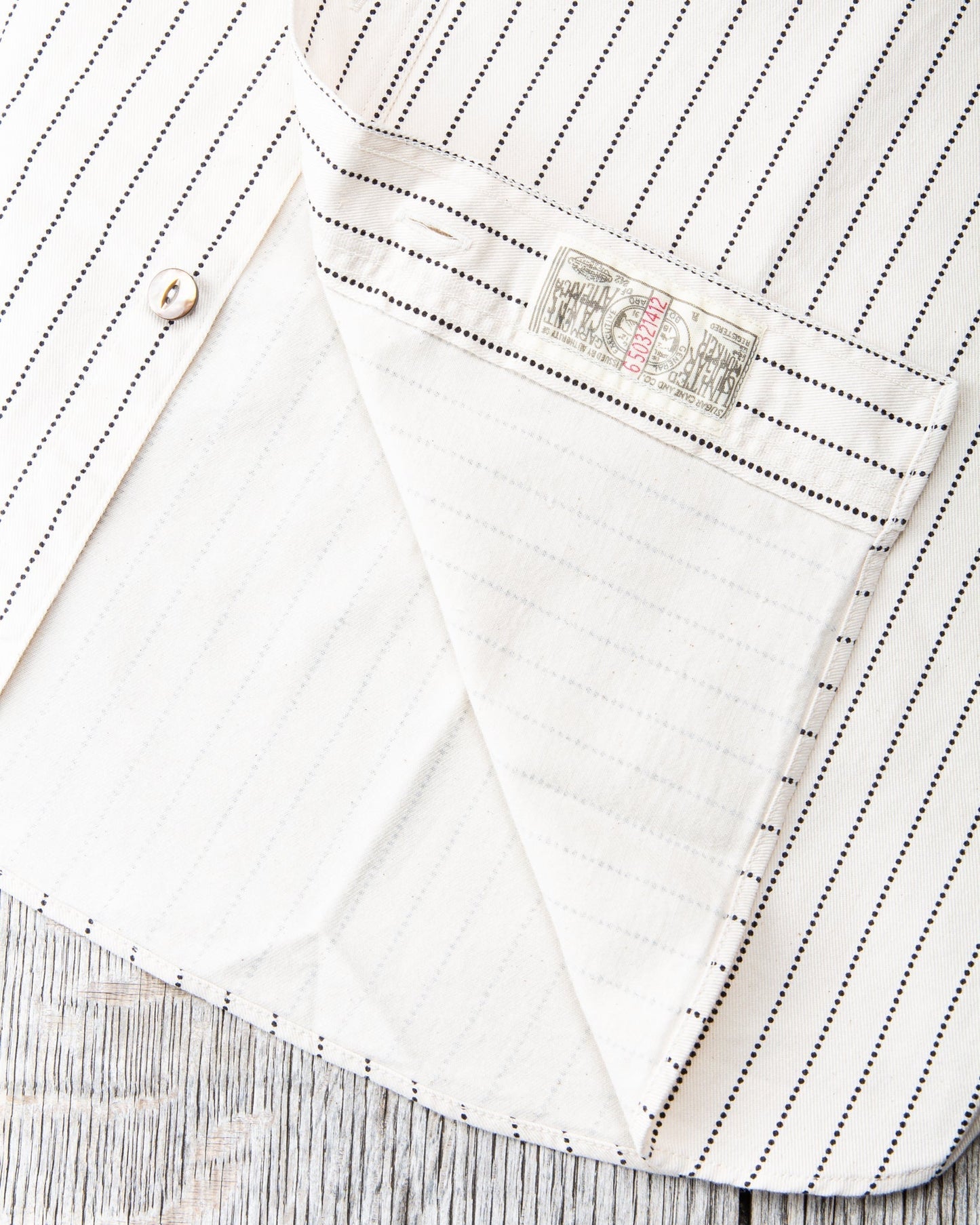 Sugar Cane & Co SC37275 Fiction Romance White Wabash Stripe Short Sleeve Work Shirt