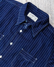 Sugar Cane & Co Fiction Romance Blue Wabash Stripe Short Sleeve Work Shirt SC36267A