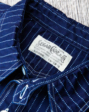 Sugar Cane & Co Fiction Romance Blue Wabash Stripe Short Sleeve Work Shirt SC36267A