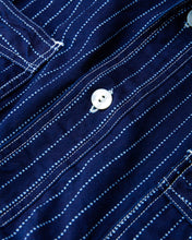 Sugar Cane & Co Fiction Romance Blue Wabash Stripe Short Sleeve Work Shirt SC36267A