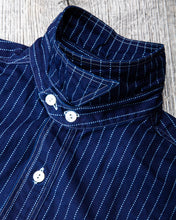 Sugar Cane & Co Fiction Romance Wabash Stripe Short Sleeve Work Shirt Blue