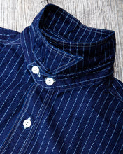 Sugar Cane & Co Fiction Romance Blue Wabash Stripe Short Sleeve Work Shirt SC36267A