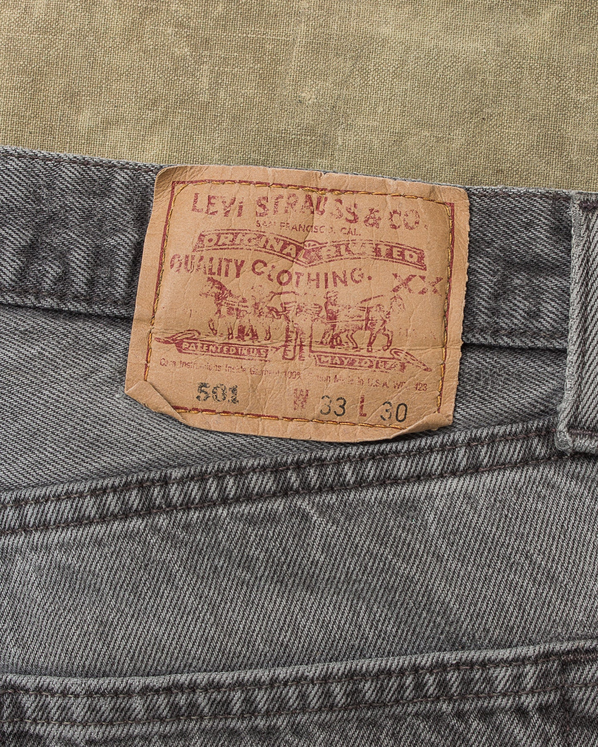 No. 23 Vintage 1990's Made in USA Levi's Faded Black 501 Jeans W33
