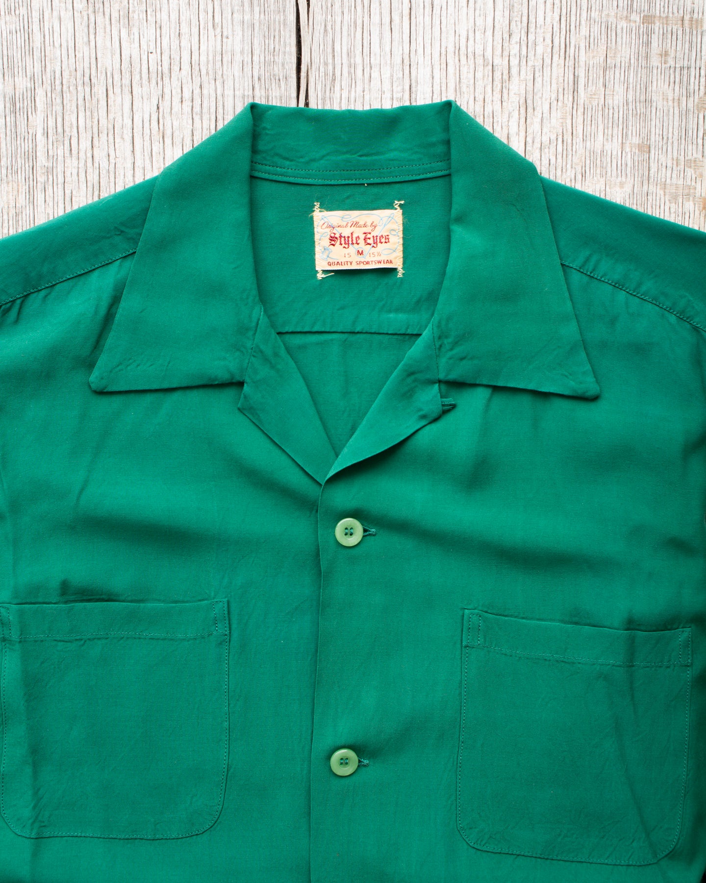 Style Eyes Long Sleeved Rayon Bowling Shirt Green SE29258