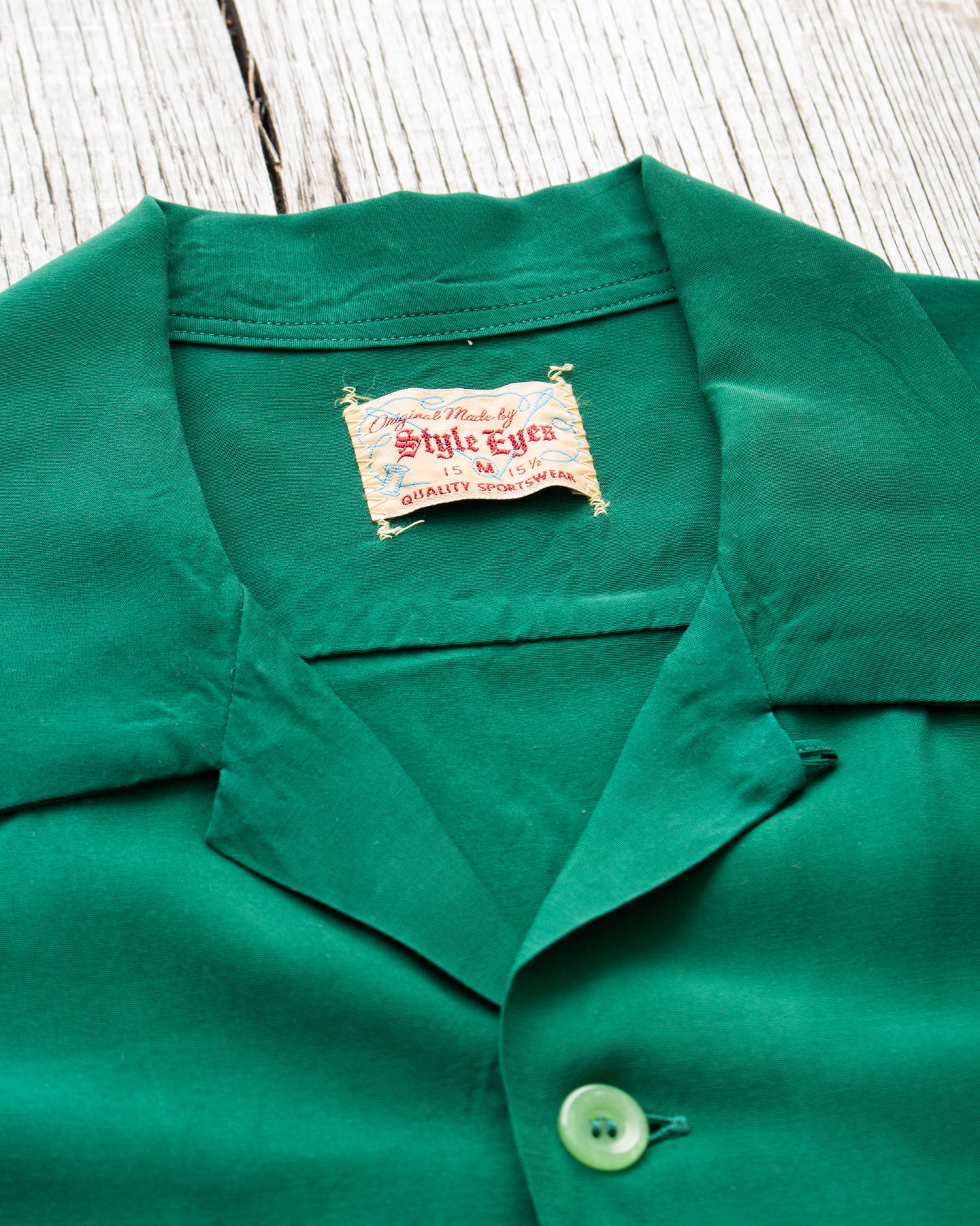 Style Eyes Long Sleeved Rayon Bowling Shirt Green SE29258