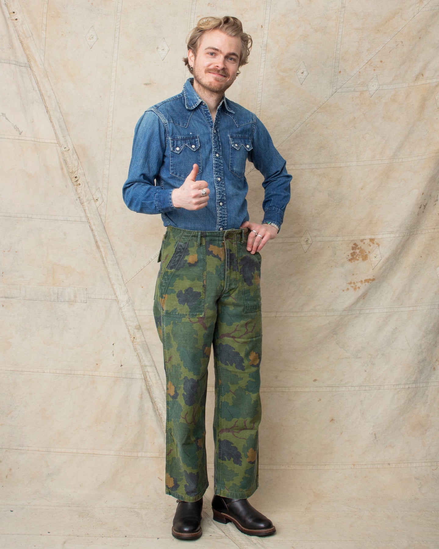 60s？Mitchell pattern camo civilian model Buzz Rickson's Mitchell Pattern Camouflage Trousers Civilian Model