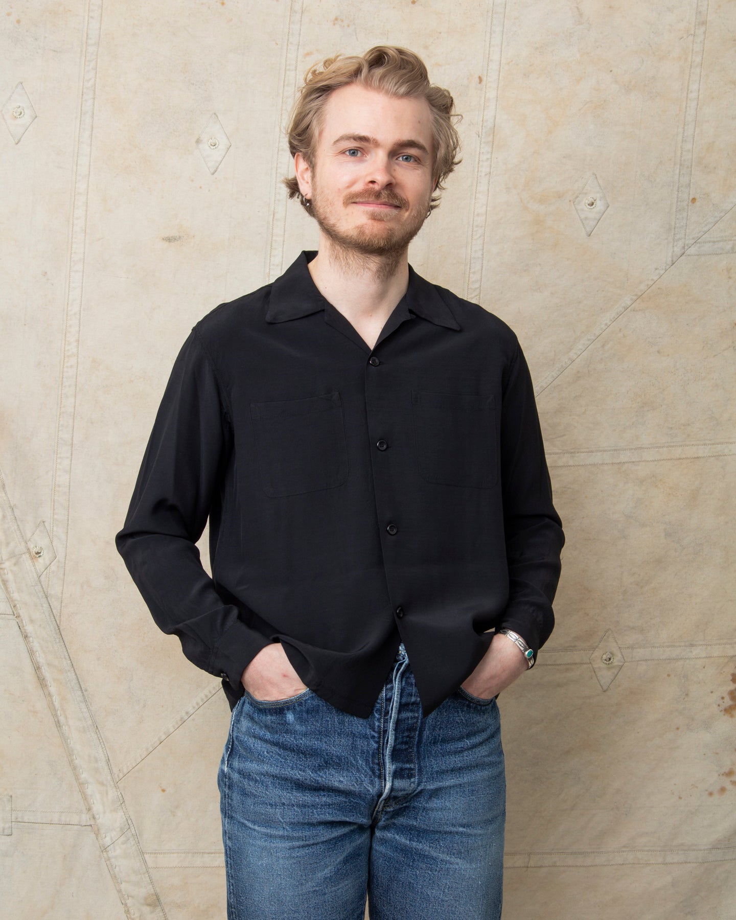 Style Eyes Long Sleeved Rayon Bowling Shirt Black – Second