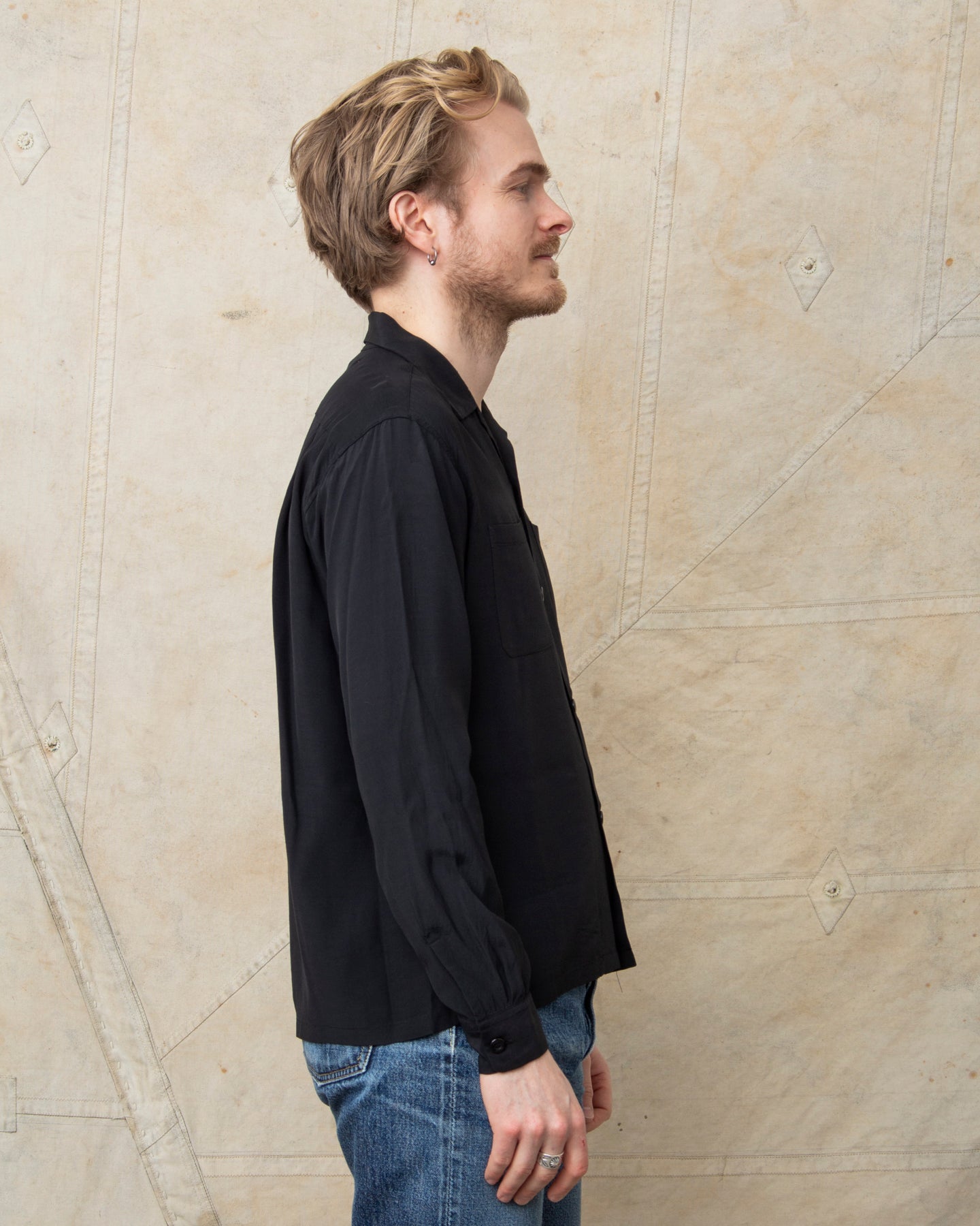 Style Eyes SE29660 Long Sleeved Rayon Bowling Shirt Black