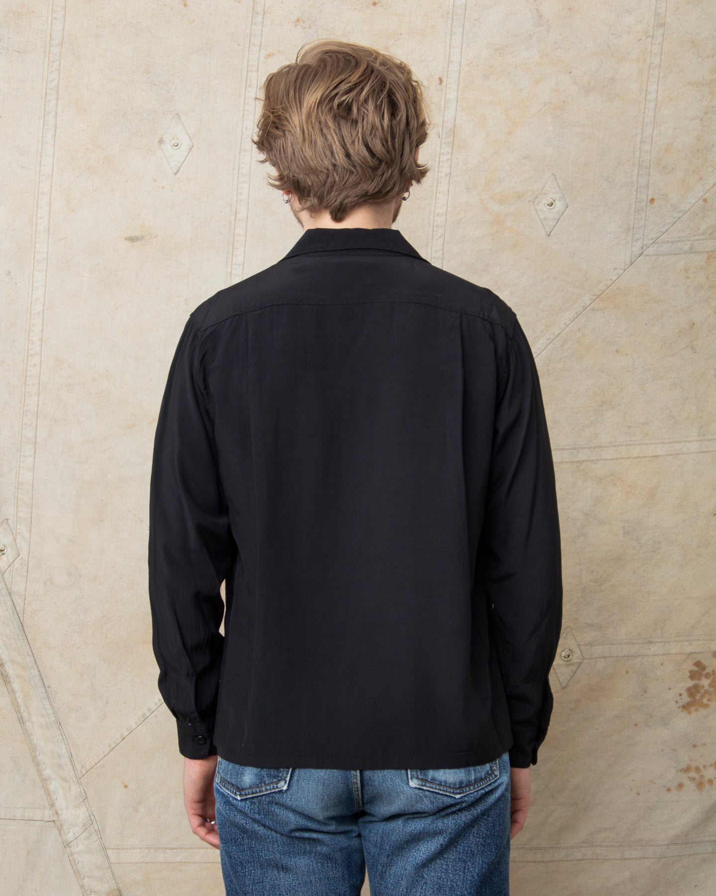 Style Eyes SE29660 Long Sleeved Rayon Bowling Shirt Black