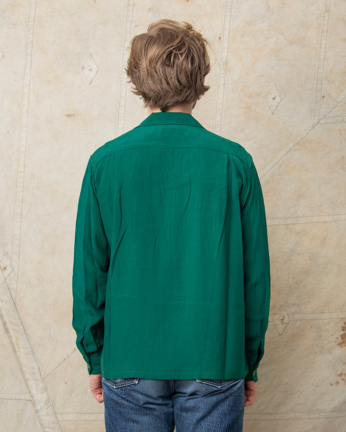 Style Eyes Long Sleeved Rayon Bowling Shirt Green SE29258