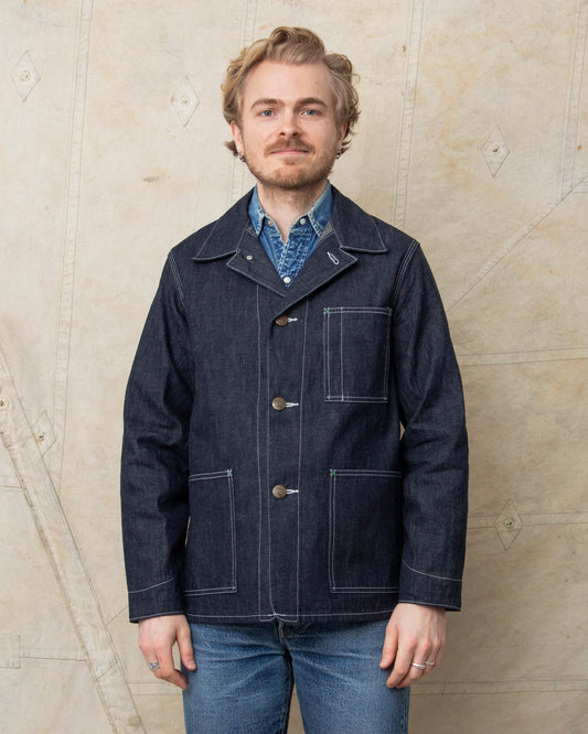 Sugar Cane & Co. Fiction Romance 11oz. Blue Denim 1920's Work Coat SC15503