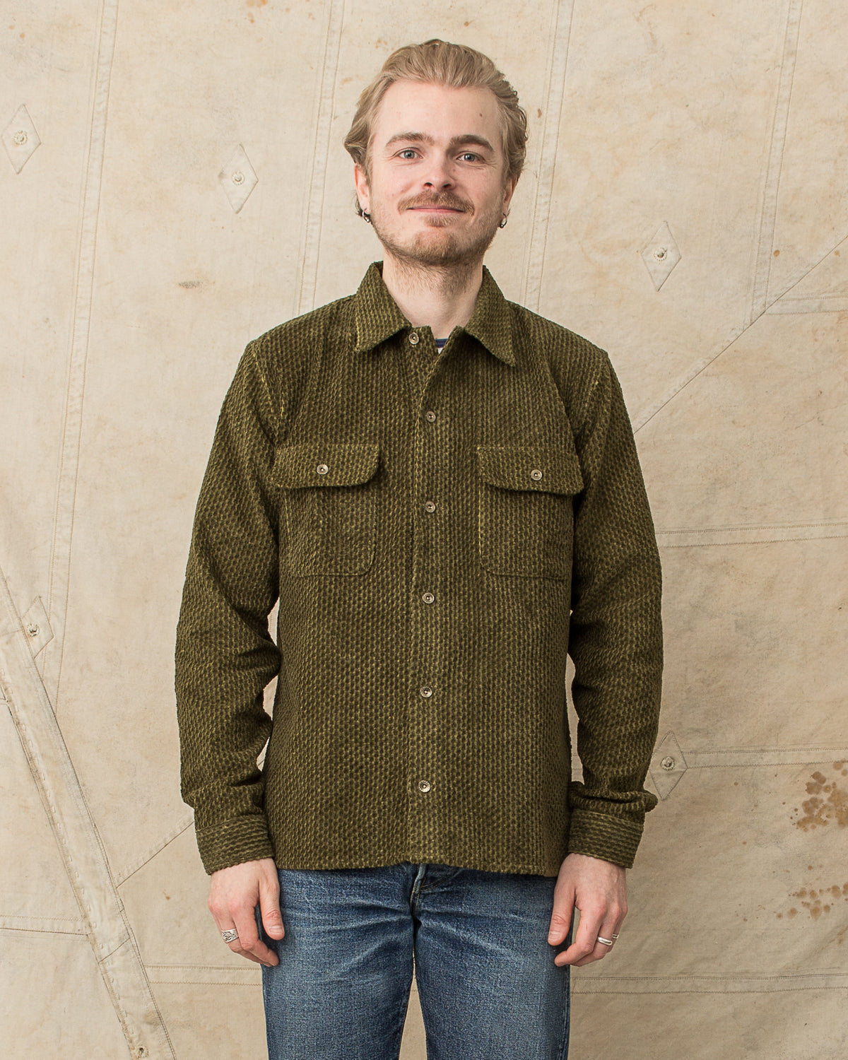 Indigofera Webster Shirt Dobby Corduroy Green
