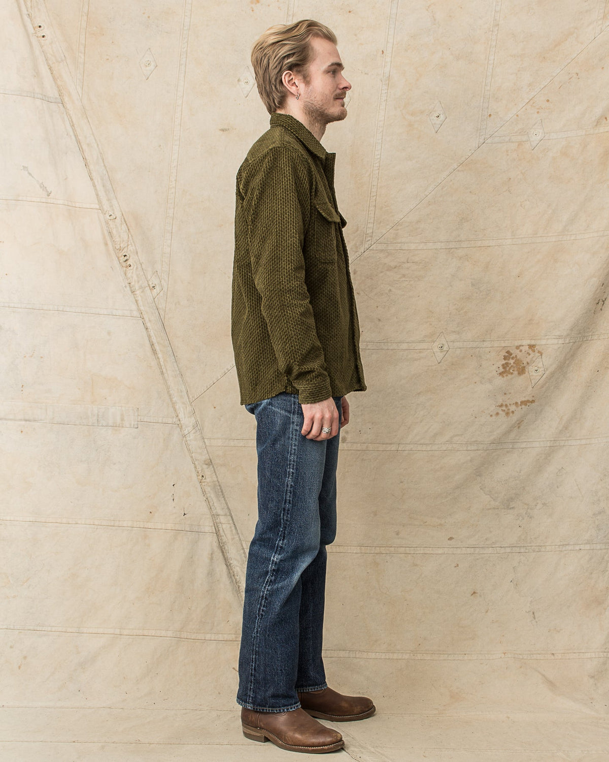 Indigofera Webster Shirt Dobby Corduroy Green