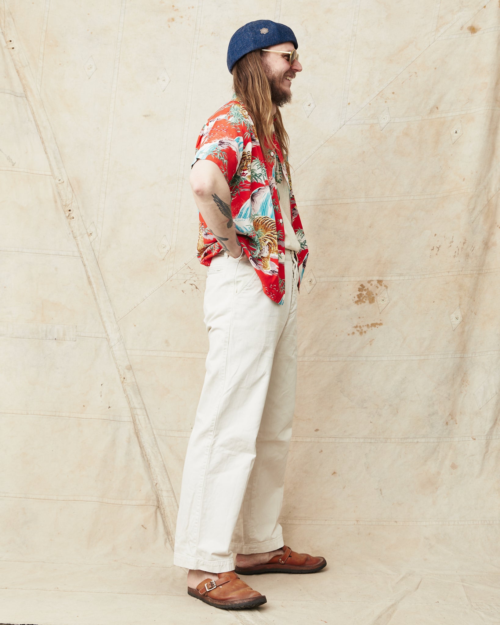 シャツ SUNSEA 18AW VINCENT'S SHIRT 2 sunsea 18aw Vincent's shirt サイズ2 SUNSEA】グレー❎ネイビー